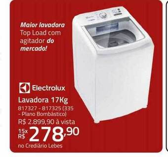 Lojas Lebes Electrolux lavadora 17kg oferta