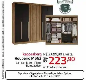 Lojas Lebes Kappesberg roupeiro m562 oferta