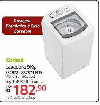 Lojas Lebes Consul lavadora 9kg oferta
