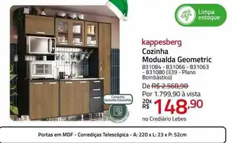 Lojas Lebes Kappesberg cozinha modulada geometric oferta