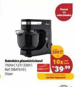 Batedeira planetária bowl oster