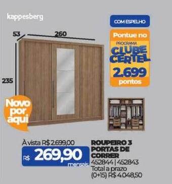 Lojas Certel Roupeiro 3 portas de correr kappesberg oferta
