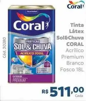 Tumkus Tinta látex sol&chuva coral oferta
