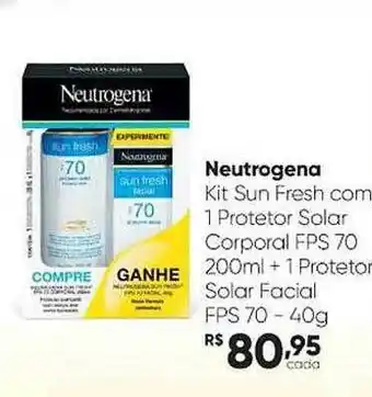 Neutrogena kit sun fresh com 1 protetor solar corporal fps 70 200ml + 1 protetor solar facial fps 70