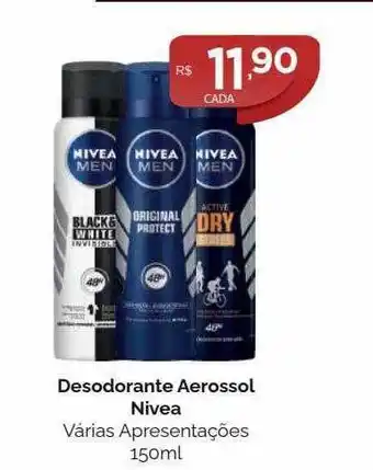 Drogarias Farmagnus Desodorante aerossol nivea várias apresentações oferta