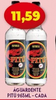Aguardente Pitu 965ml - cada