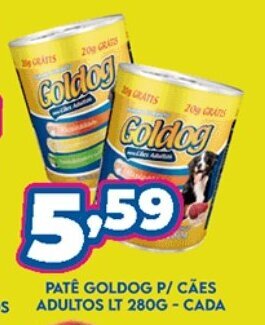 Supermercados Cristal Pate Goldog p/ caes Adultos LT 280g cada oferta