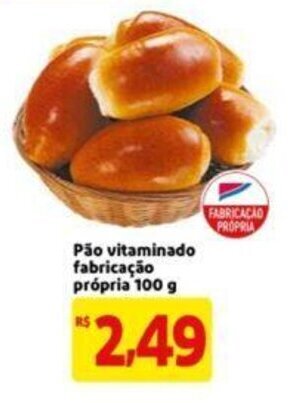Extra Supermercado Pao vitaminado fabricacao propria 100g oferta