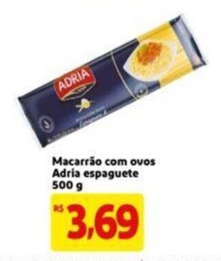 Extra Supermercado Macarrao com ovos Adria espaguete 500g oferta