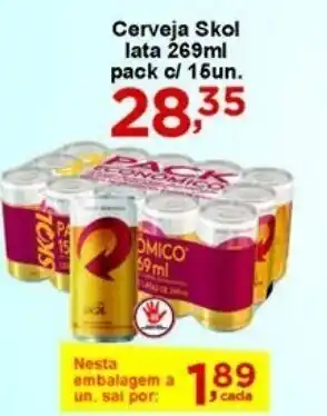 Rossi Supermercado Cerveja Skol Lata 269ml pack c/ 16un. oferta