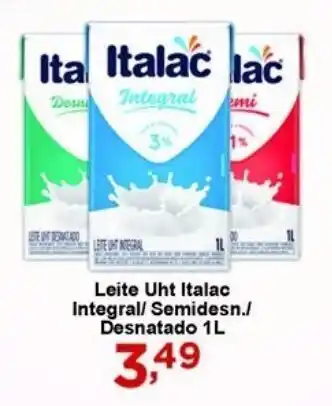 Rossi Supermercado Leite UHT Italac Integral/ Semidesn./ Desnatado 1L oferta
