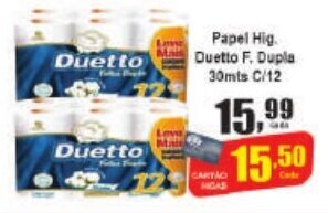 Papel. Hig Duetto F.Dupla 30mts c/12