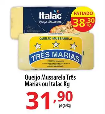 Akki Atacadista Queijo mussarela três marias ou italac kg oferta