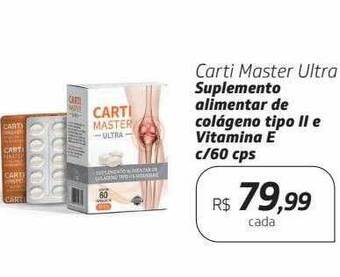 Carti master ultra suplemento alimentar de colágeno tipo il e vitamina e c-60 cps