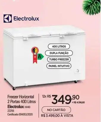 Freezer horizontal 2 portas 400 litros electrolux