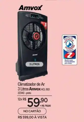 Climatizador de ar 3 litros amvox