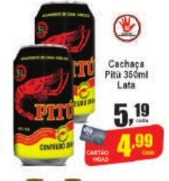 Higa's Supermercado Cachaca Pitu lata 350ml oferta