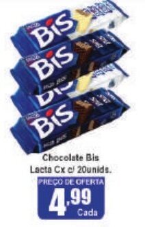 Higa's Supermercado Chocolate Bis Lacta cx c/20 Unids. oferta