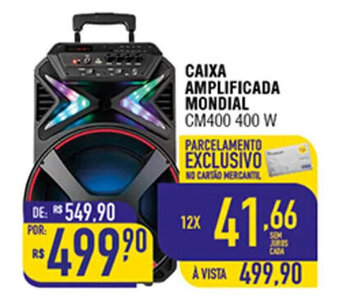 Mercantil Rodrigues Caixa Amplificada Mondial 400W oferta