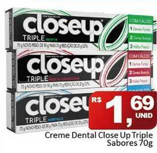 Rede Krill Creme Dental Close Up Triple Sabores 70g oferta