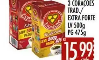 Supermercados Avenida Café 3 corações trad extra forte oferta