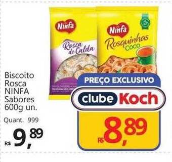 Supermercados Koch Biscoito rosca ninfa sabores oferta