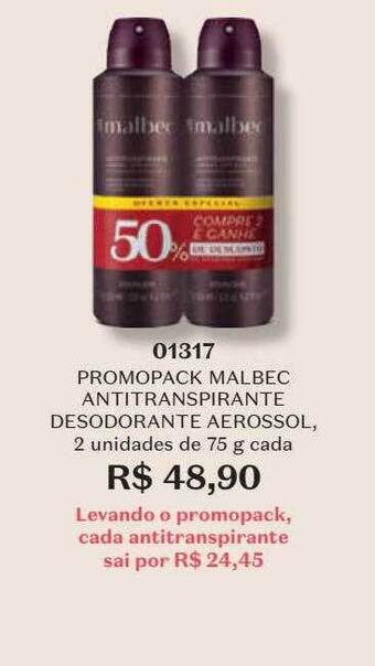O Boticário Promopack malbec antitranspirante desodorante aerossol oferta