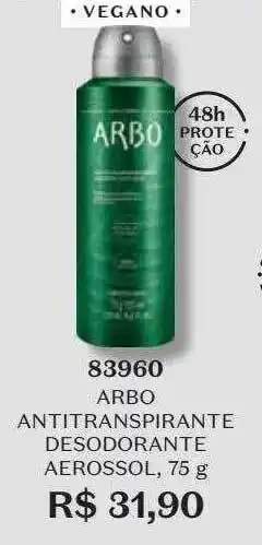 O Boticário Arbo antitranspirante desodorante aerossol vegano 83960 oferta