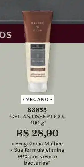 O Boticário Gel antisséptico vegano 83655 oferta