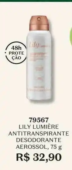 O Boticário Lily lumière antitranspirante desodorante aerossol 79567 oferta