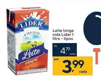 Leite Longa Vida Lider 1L - tipos