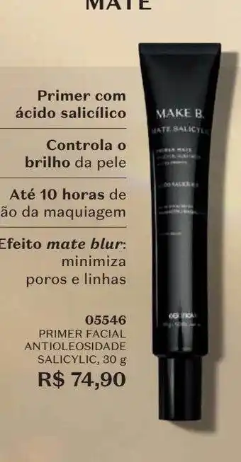O Boticário Primer facial antioleosidade salicylic 05546 oferta