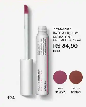 O Boticário Batom líquido ultra tint unlimited vegano oferta