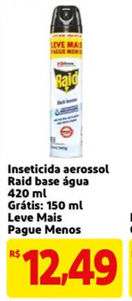 Mercado Extra Inseticida aerossol Raid base agua 420ml Gratis 150ml oferta