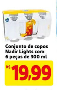 Conjunto de copos Nadir Lights com 6 pecas de 300ml