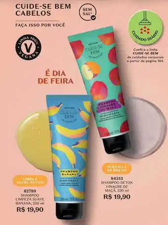 O Boticário Shampoo limpeza suave banana 82789 shampoo detox vinagre de maçã 84313 oferta