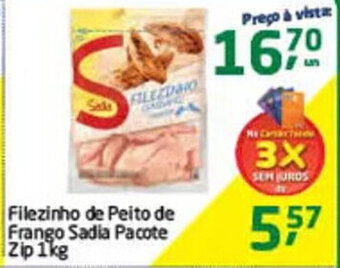 Tenda Atacado Filezinho de Peito de frango Sadia pacote Zip 1kg oferta