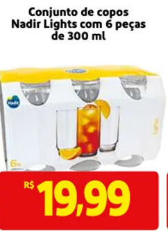 Mercado Extra Conjunto de copos Nadir Lights com 6 pecas de 300ml oferta