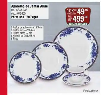 Aparelho de jantar aline porcelana - 30 peças