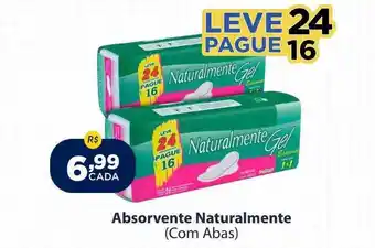 Absorvente naturalmente com abas