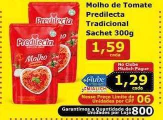 Mialich Supermercados Molho de tomate predilecta tradicional sachet oferta