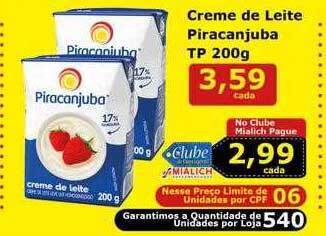 Mialich Supermercados Creme de leite piracanjuba tp oferta