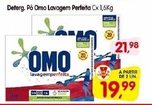 Cercadão Deterg. po Omo Lavagem Perfeita cx 1.6kg oferta