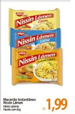 Atacadão Macarrao instantaneo Nissin Lamen 85g oferta