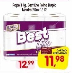 Cercadão Papel Hig. Best lite Folha Dupla Neutro 20m c/12 oferta
