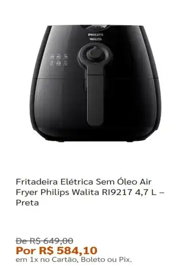 Fritadeira Eletrica Sem Oleo Air Fryer Philips Walita 4.7L preta