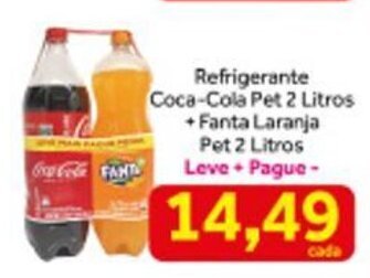 Shibata Supermercados Refrigerante Coca Cola Pet 2L + Fanta Guarana pet 2L oferta