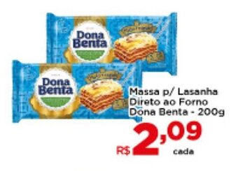 Shibata Supermercados Massa p/ Lasanha Direto ao Forno Dona Benta 200g oferta
