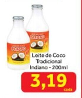 Shibata Supermercados Leite de Coco Tradicional Indiano 200ml oferta