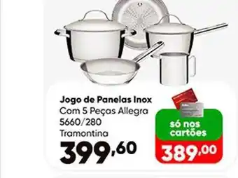 Zaffari Jogo de panelas inox com 5 peças allegra tramontina oferta
